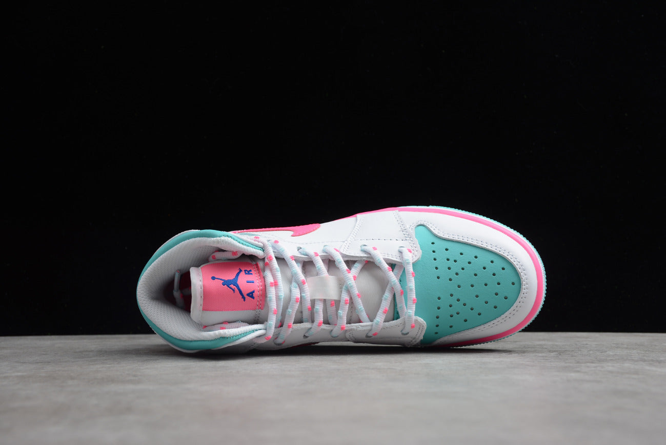 Air Jordan 1 Mid GS Aurora Green Pink