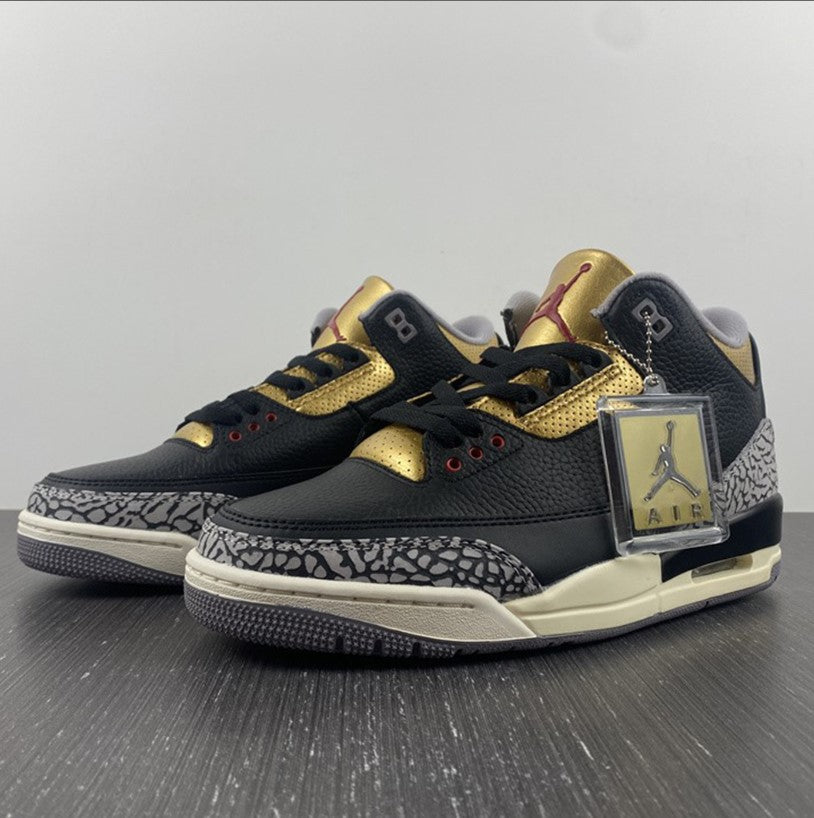 Air Jordan 3 Black Gold Shoes Sneakers