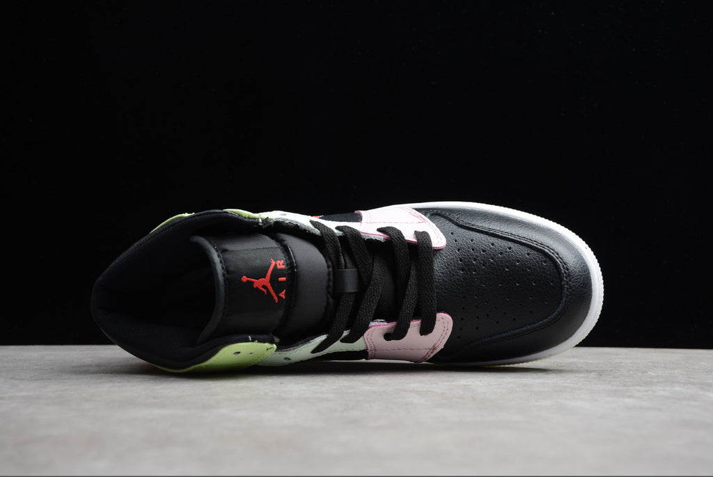 Air Jordan 1 Mid Black Pink Green