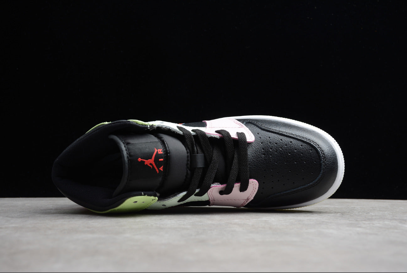 Air Jordan 1 Mid Black Pink Green