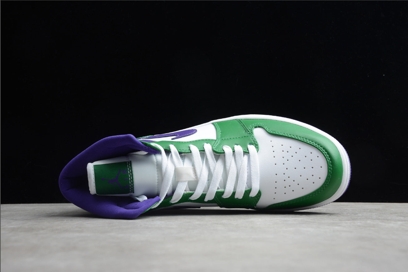 Air Jordan 1 Mid White Green Purple