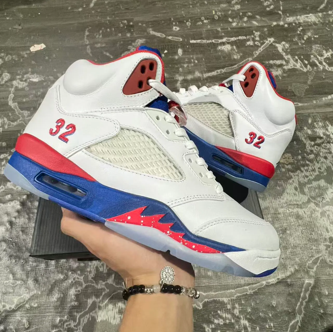 Air Jordan 5 White Blue Red Shoes Sneaker