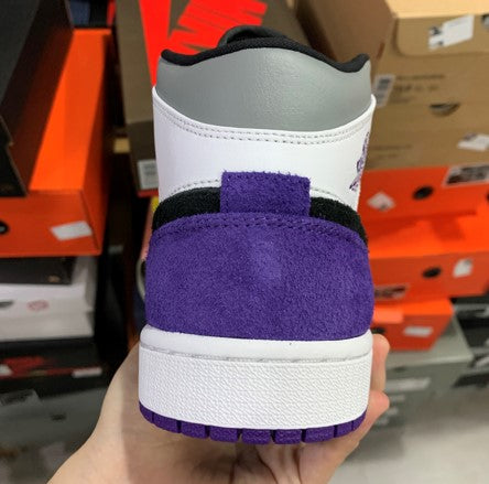 Air Jordan 1 Mid Black And White Purple