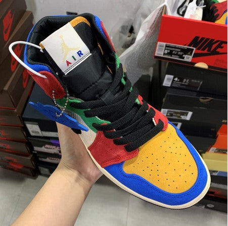 Air Jordan 1 Mid Colorful Stitching Corduroy