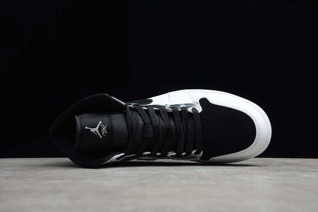 Air Jordan 1 Mid White Black Silver