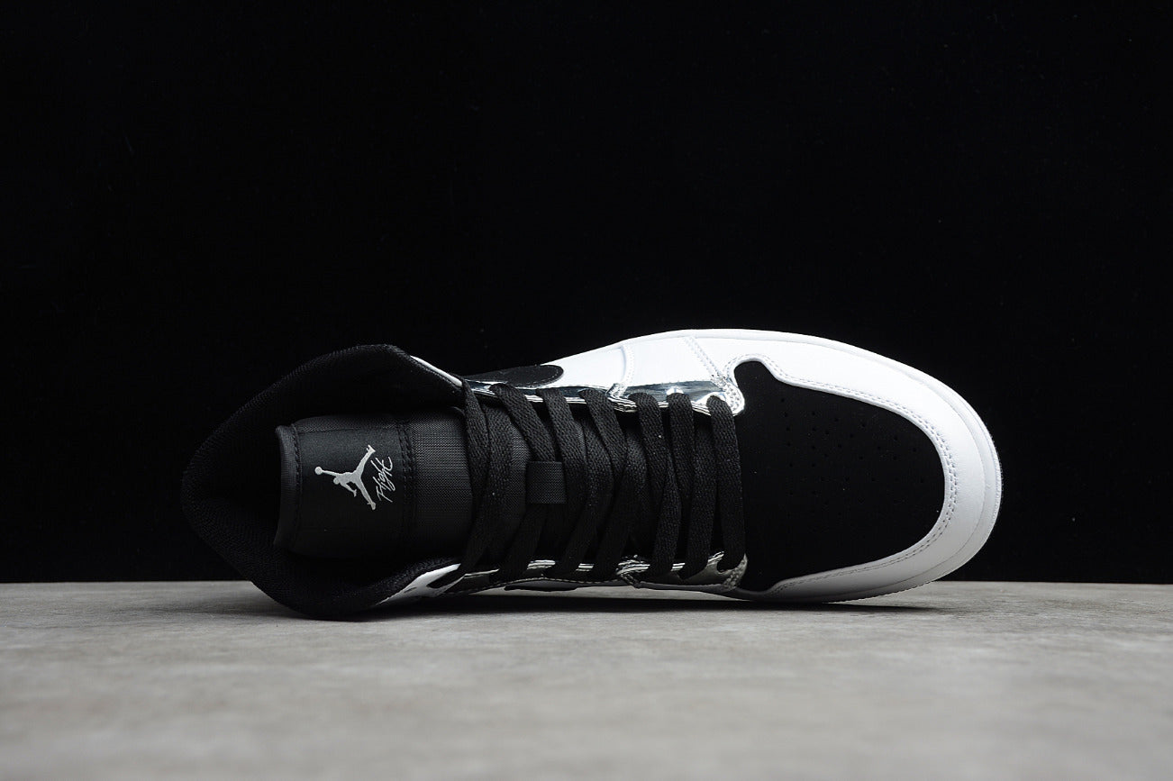 Air Jordan 1 Mid White Black Silver