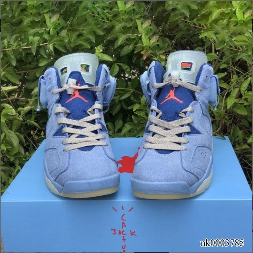 Air Jordan 6 x Travis Scott Houston Oilers Light Blue Shoes Sneakers