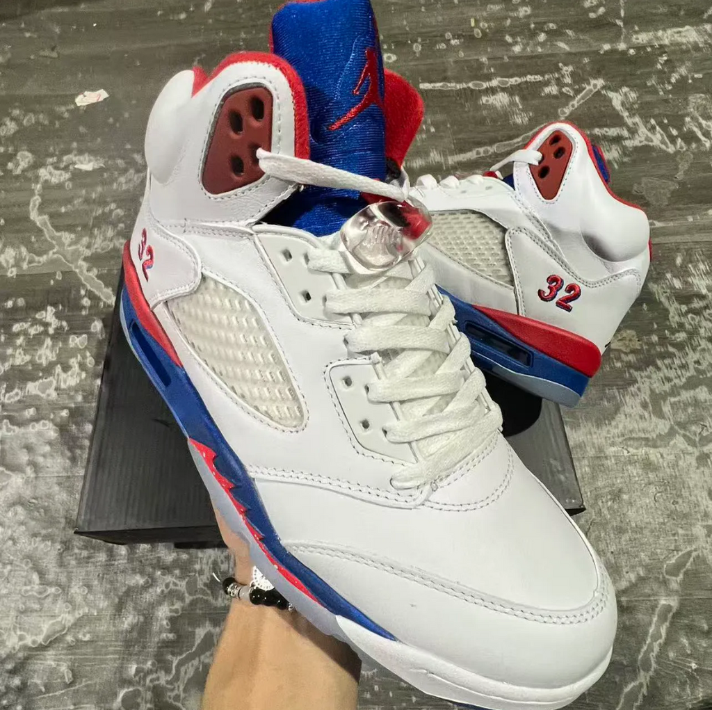 Air Jordan 5 White Blue Red Shoes Sneaker