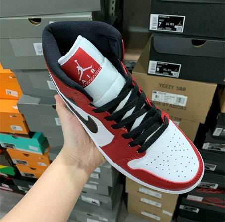Air Jordan 1 Mid White Red Black Hook