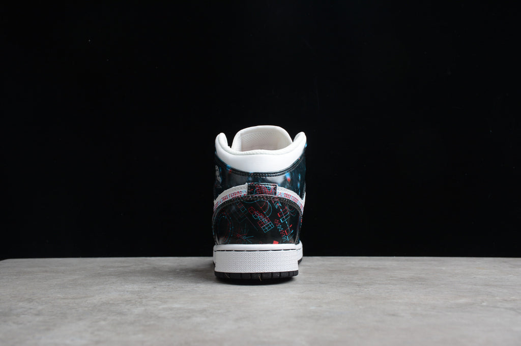 Air Jordan 1 Mid White Black Teal Tint