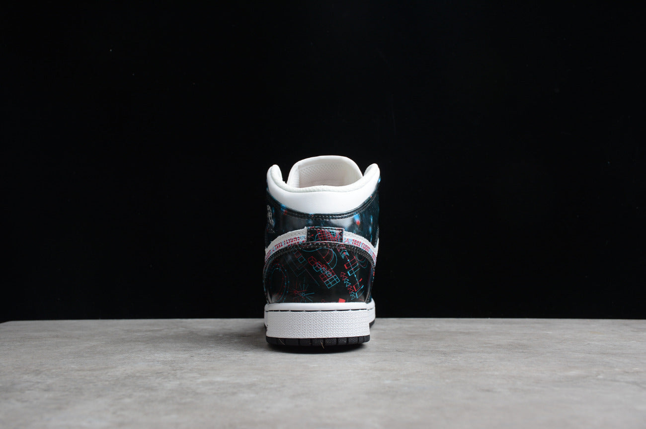 Air Jordan 1 Mid White Black Teal Tint