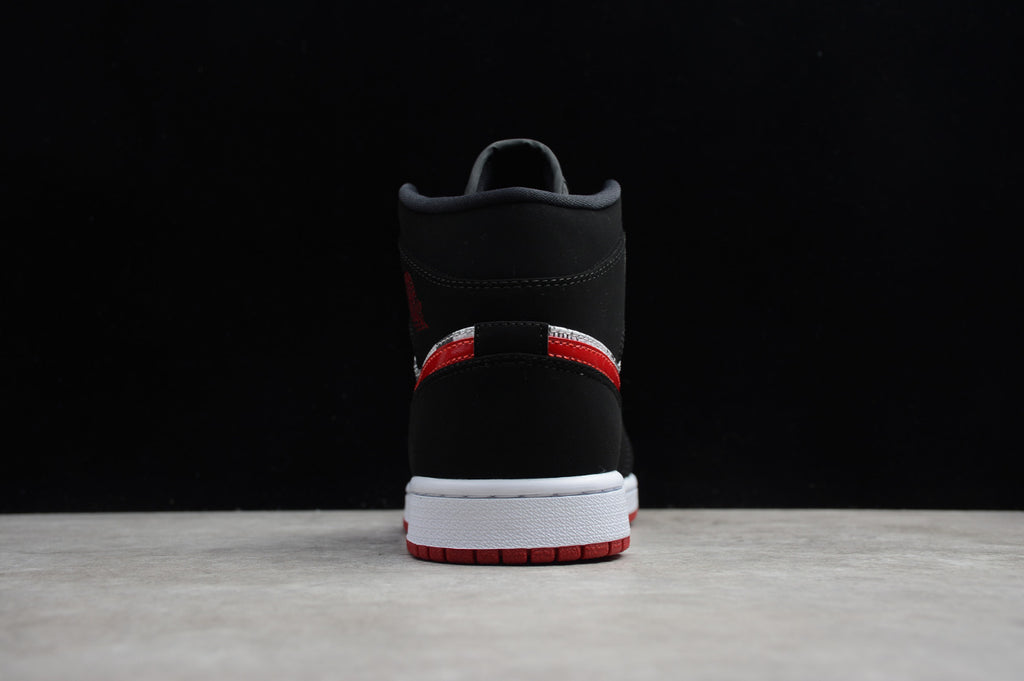 Air Jordan 1 Mid Black Red Newspaper