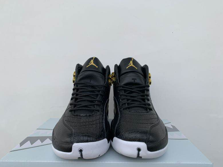 Air Jordan 12 Fish Snake Pattern Black Gold