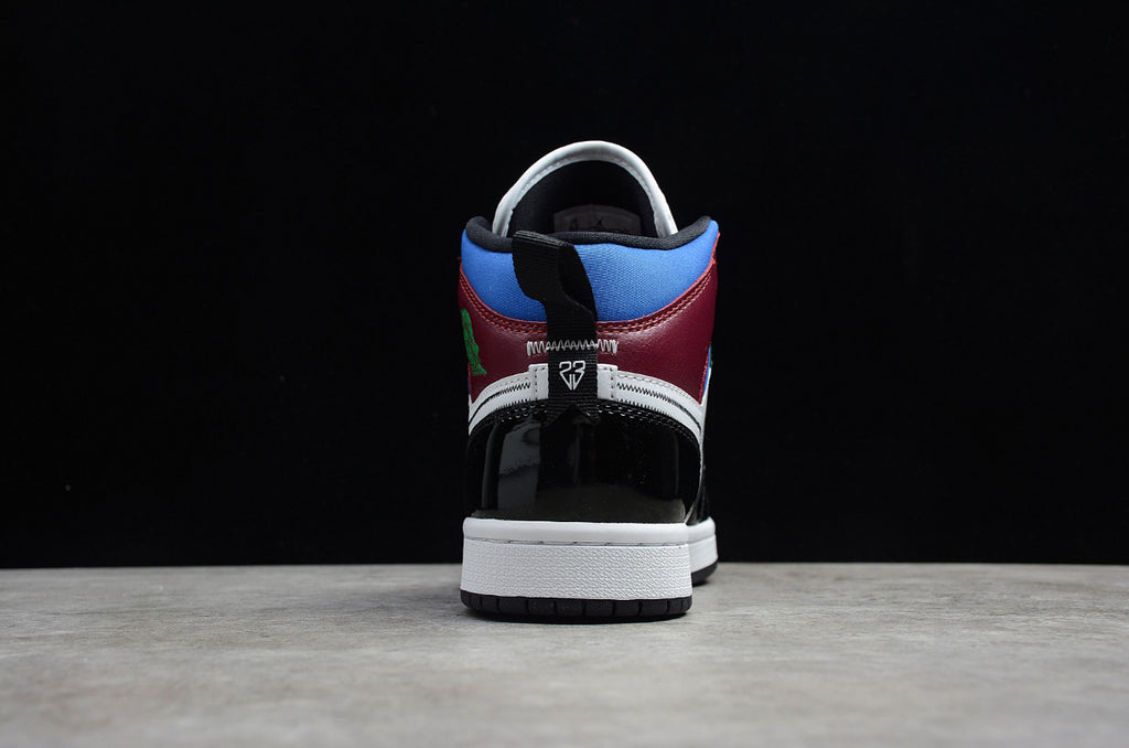 Air Jordan 1 Mid Black White Multi-Color