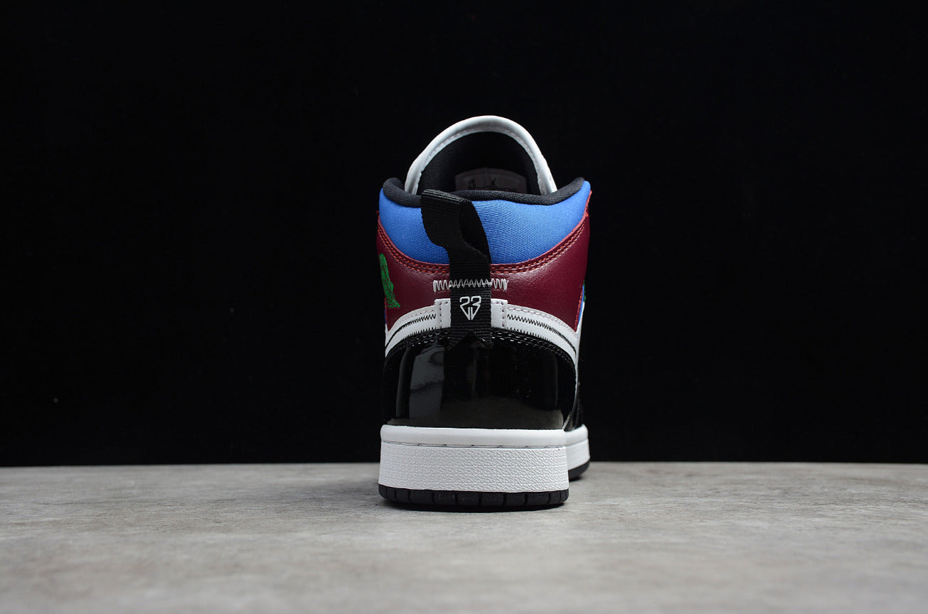 Air Jordan 1 Mid Black White Multi-Color