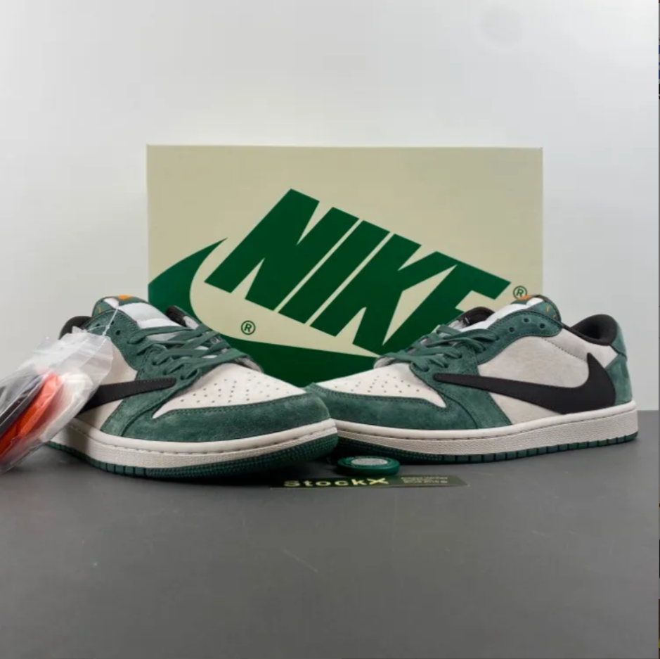 Travis Scott x Air Jordan 1 Low OG SP Green Velvet Shoes Sneakers