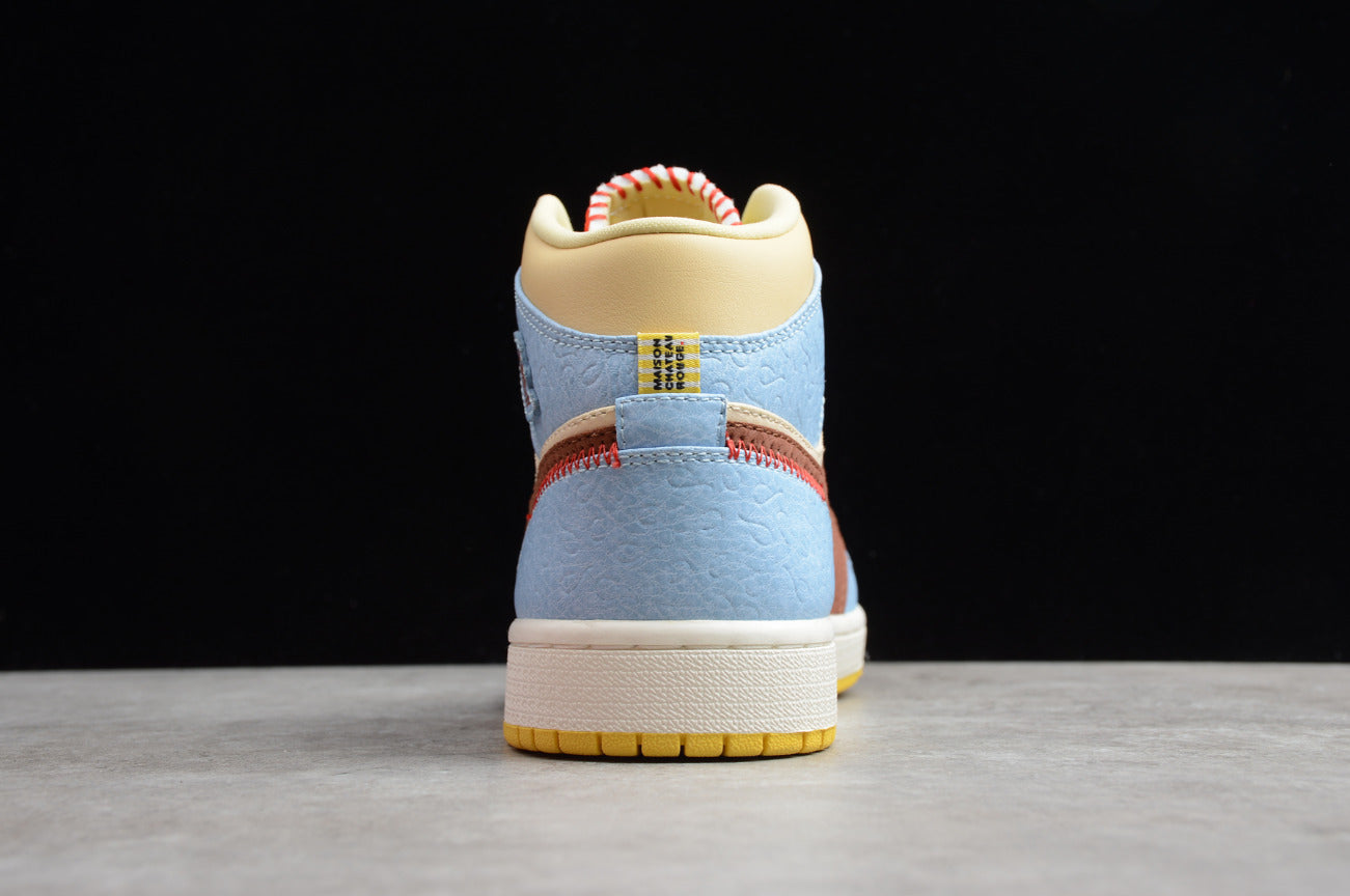 Air Jordan 1 Mid Yellow Blue Brown