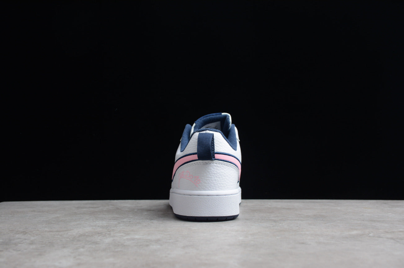 NK Court Borough Low 2 White Pink Glaze Midnight Navy