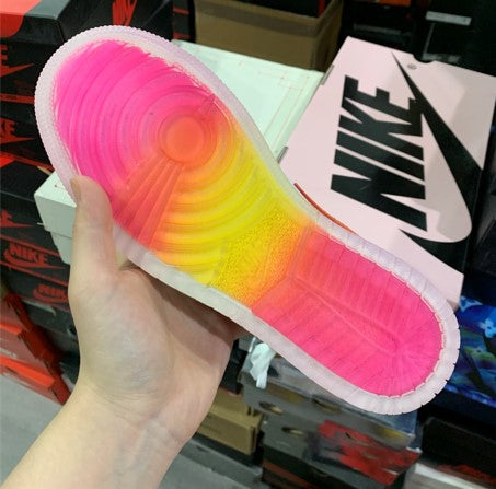 Air Jordan 1 Mid Top White Pink Yellow