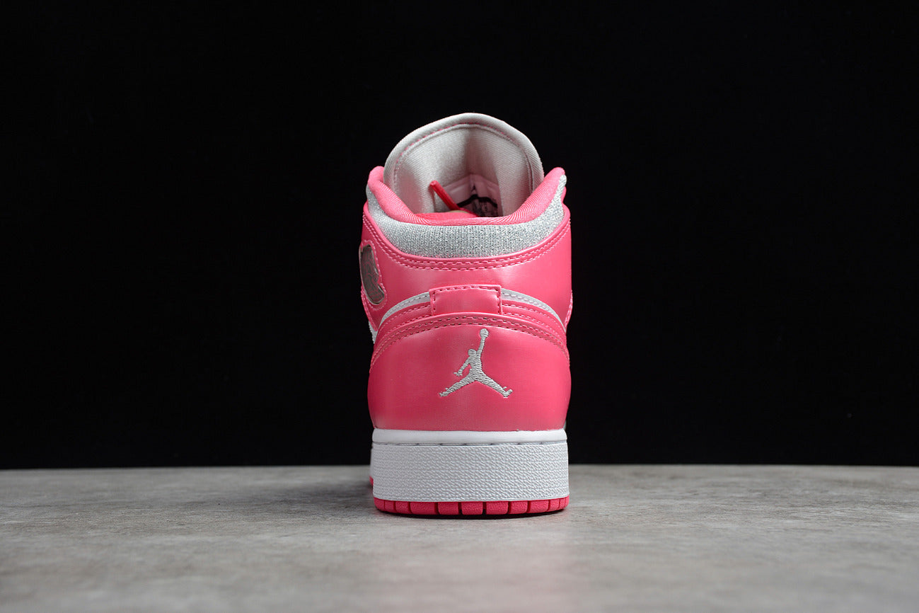 Air Jordan 1 Mid GS White Pink Silver