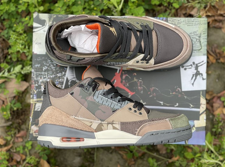 Air Jordan 3 Retro Patchwork Camo Shoes Sneakers