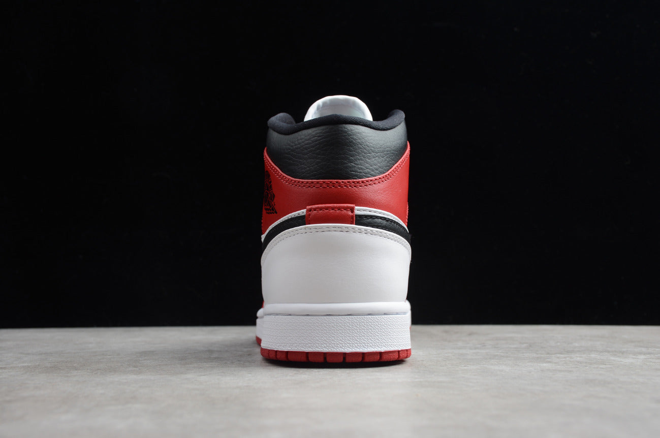 Air Jordan 1 Mid Black And White Red