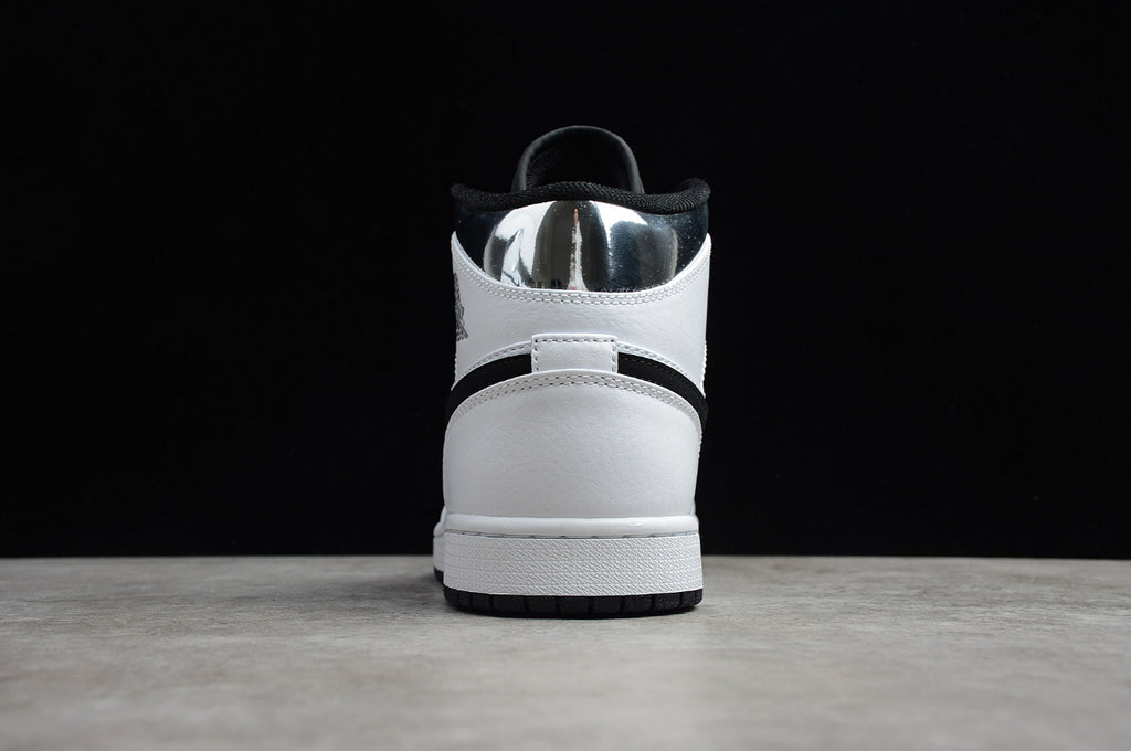 Air Jordan 1 Mid White Black Silver