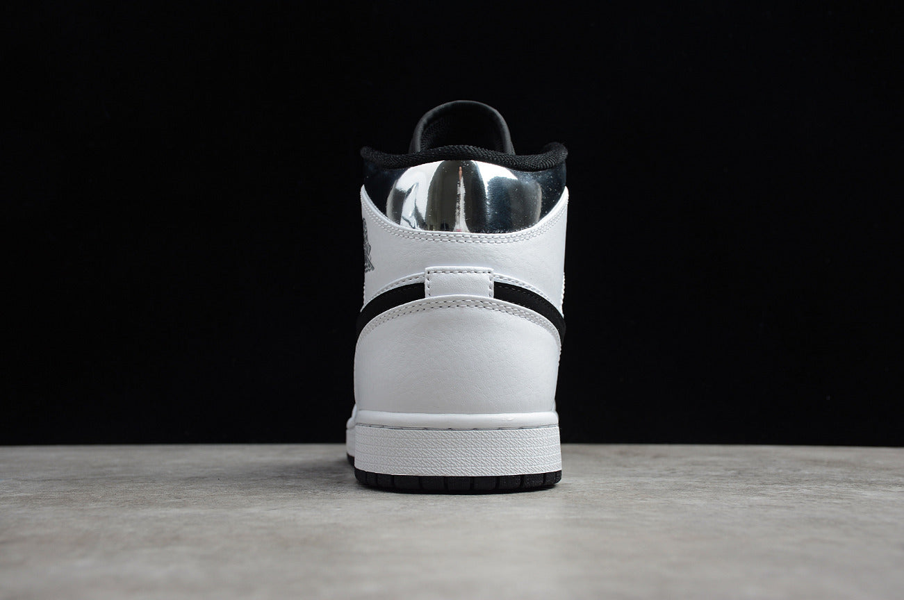 Air Jordan 1 Mid White Black Silver