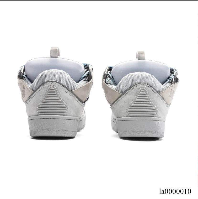 Lanvin Leather Curb Light Grey Blue Shoes Sneakers
