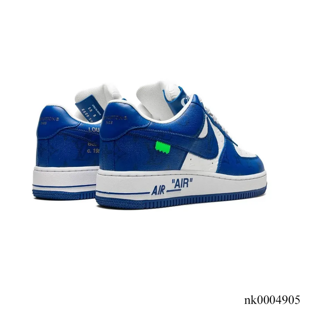 LV x Air Force 1 Virgil Abloh White Blue Shoes Sneakers