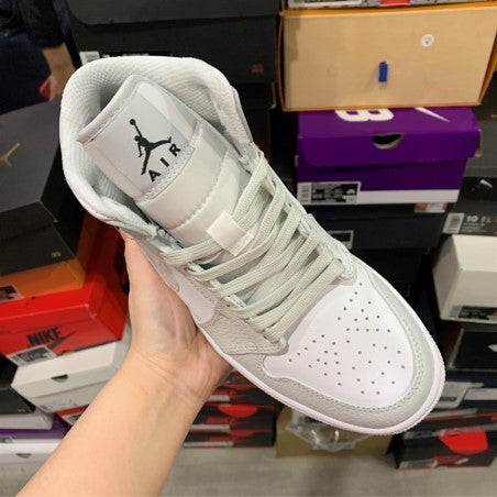 Air Jordan 1 Mid Top White Grey