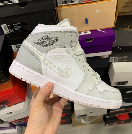 Air Jordan 1 Mid Top White Grey