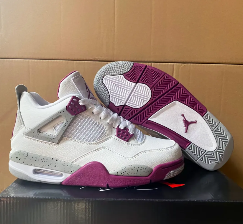 Air Jordan 4 White Purple Cement Shoes Sneakers
