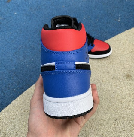 Air Jordan 1 Mid Stitching Black And Red Toe