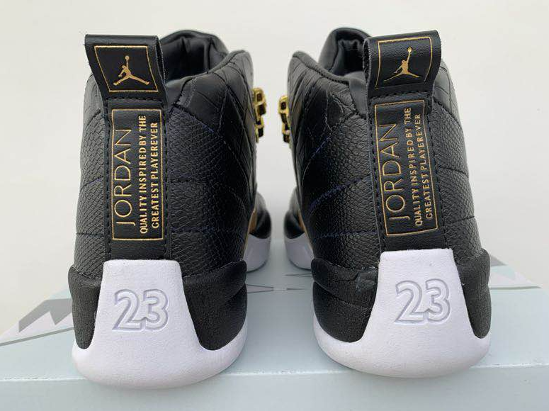 Air Jordan 12 Fish Snake Pattern Black Gold
