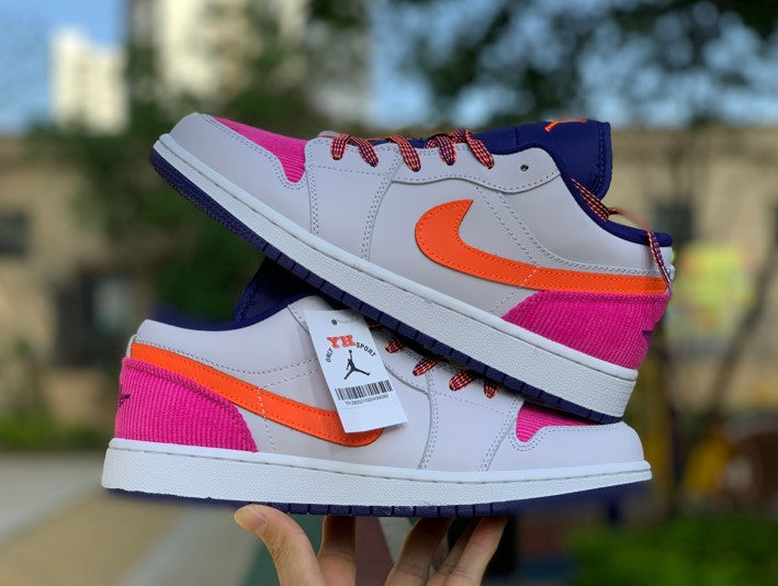Air Jordan 1 Low Pink Blue Orange Flannel