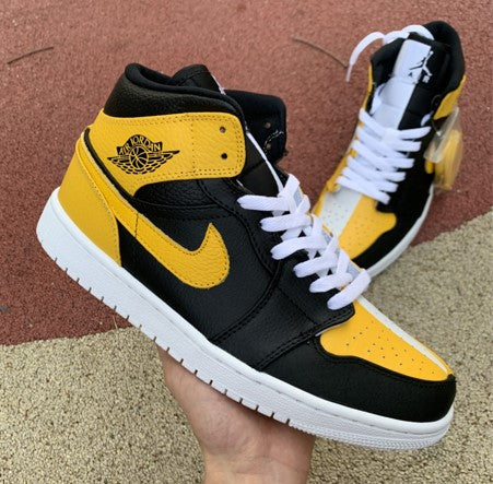 Air Jordan 1 Mid Black And Yellow Yin Yang