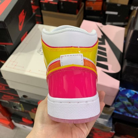 Air Jordan 1 Mid Top White Pink Yellow