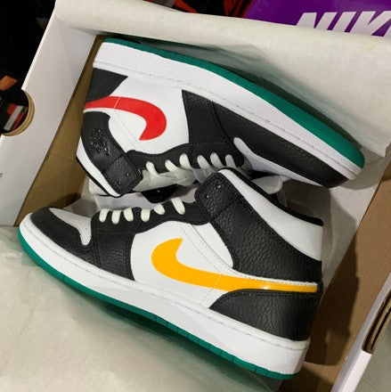 Air Jordan 1 Mid Red And Yellow Color Hook