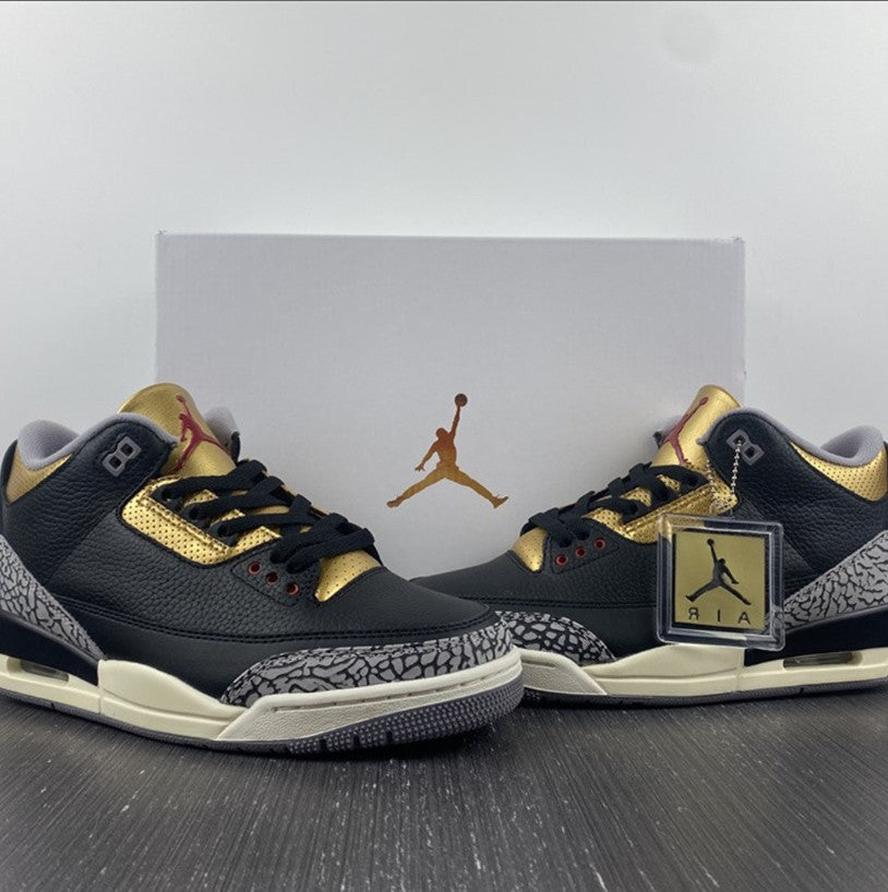 Air Jordan 3 Black Gold Shoes Sneakers