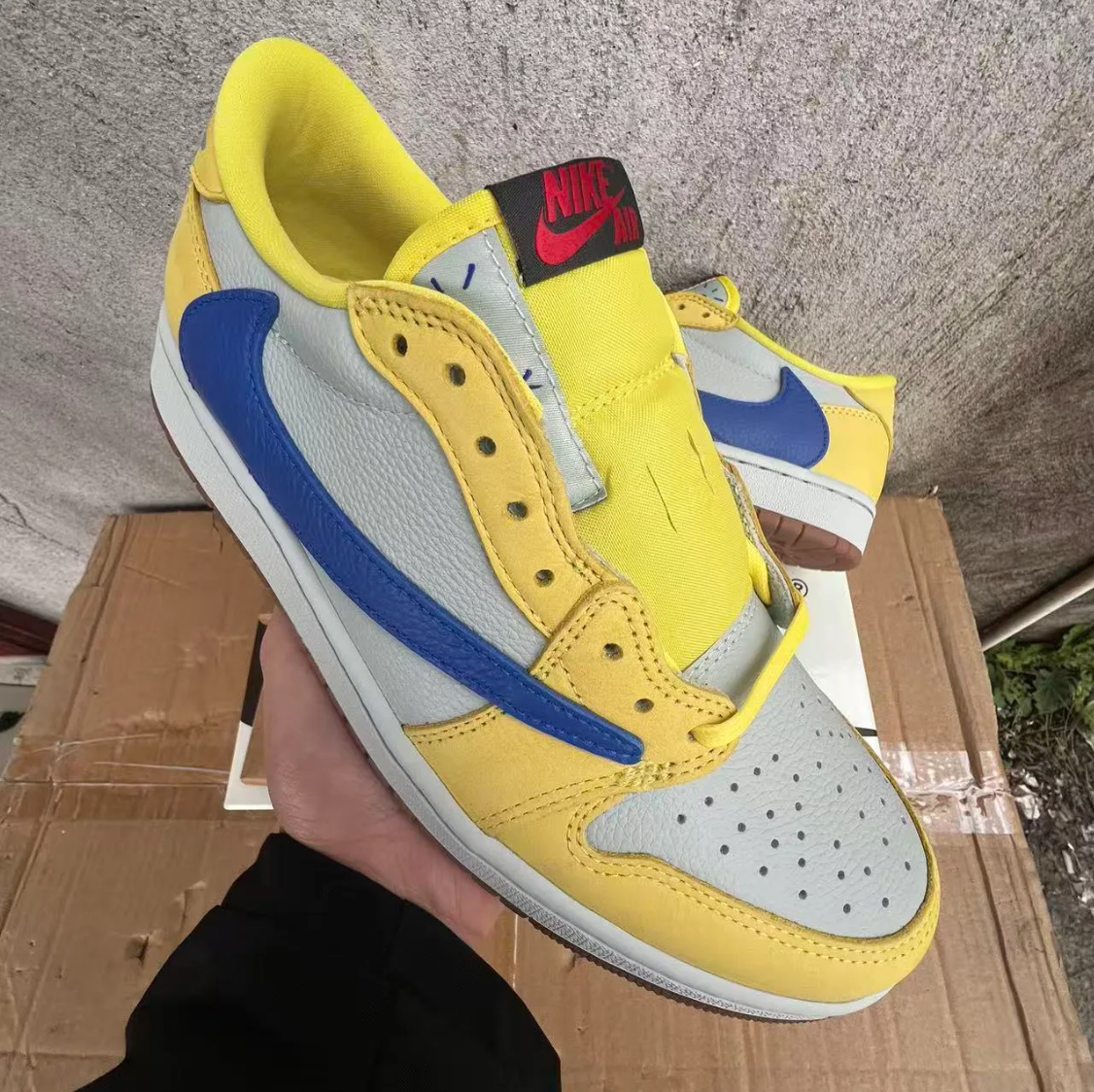 Travis Scott x Air Jordan 1 Retro Low Canary Shoes Sneakers