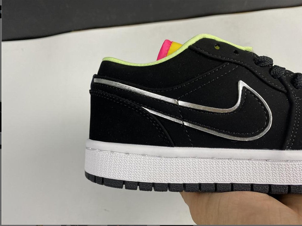Air Jordan 1 Low Black Aurora Green Laser Orange Shoes Sneakers