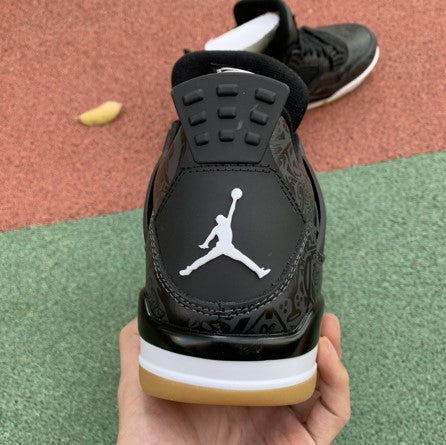 Air Jordan 4 Black White Laser Graffiti