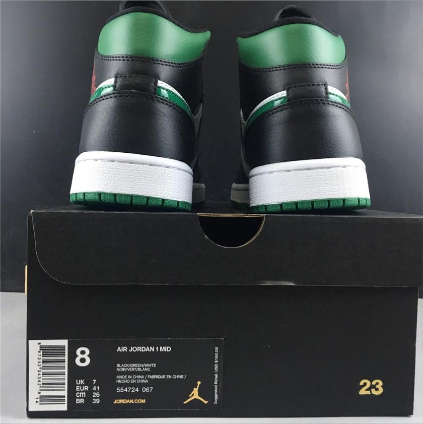 Air Jordan 1 Mid Green Toe Shoes Sneakers