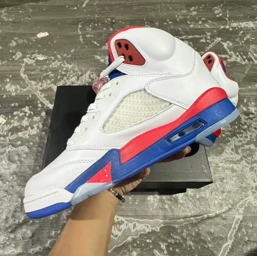Air Jordan 5 White Blue Red Shoes Sneaker