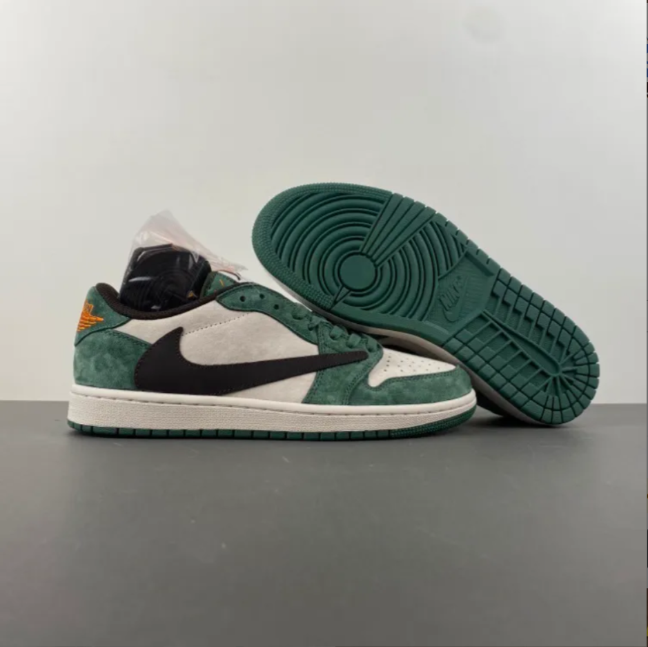 Travis Scott x Air Jordan 1 Low OG SP Green Velvet Shoes Sneakers