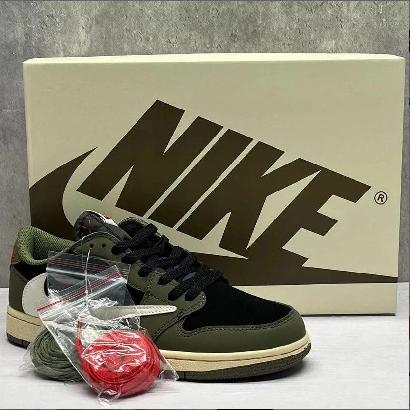 Travis Scott x AJ 1 Low OG Black Olive Shoes Sneakers