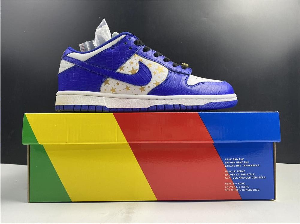 SB Dunk Low White Blue x Supreme Shoes Sneakers