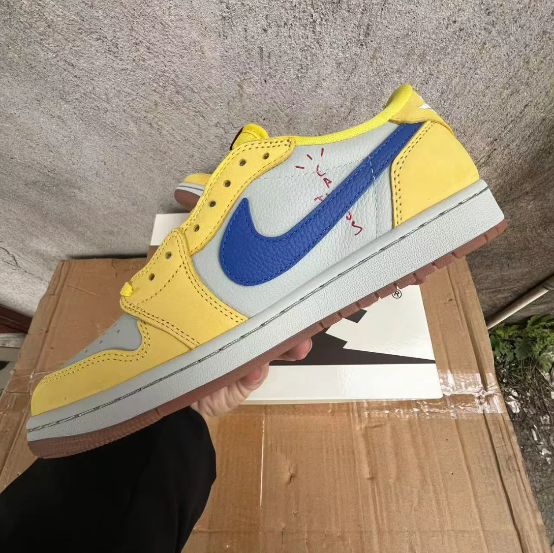 Travis Scott x Air Jordan 1 Retro Low Canary Shoes Sneakers
