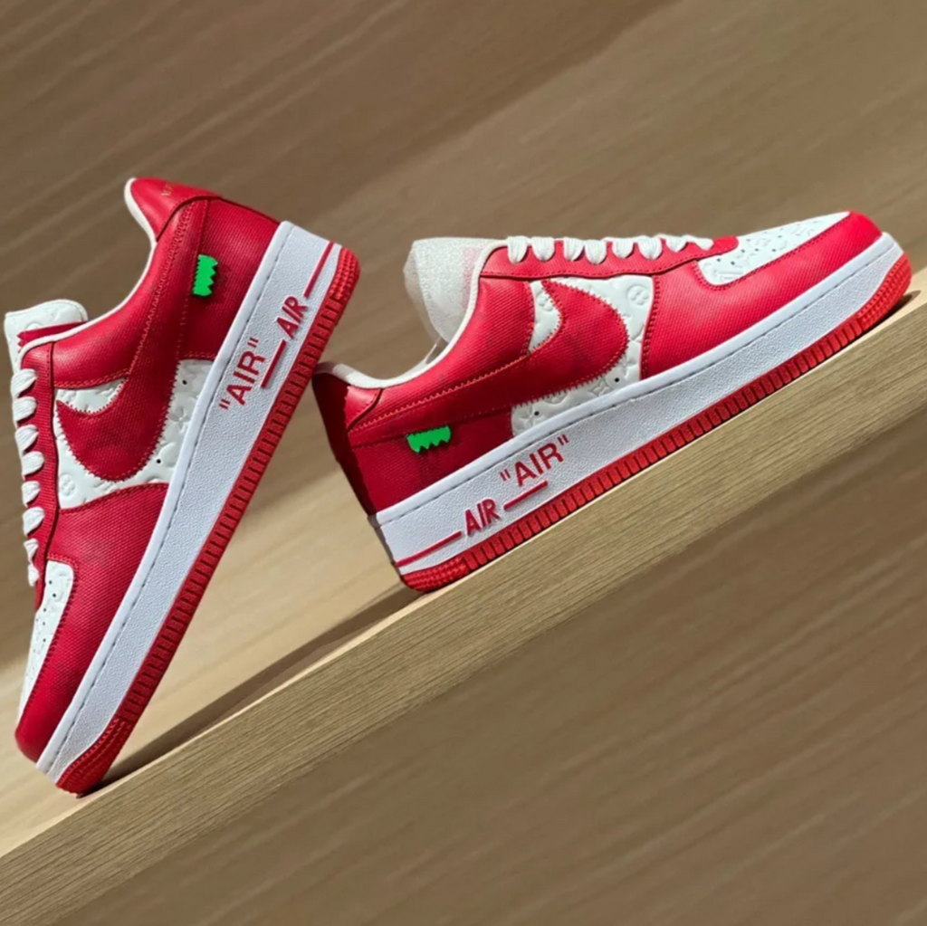 LV x Air Force 1 Virgil Abloh White Red Shoes Sneakers